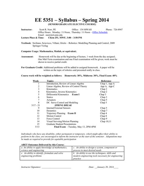 ECE 4501 Syllabus Spring 2005