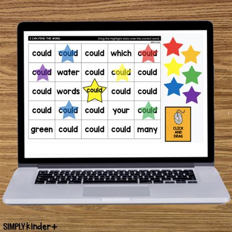Digital Sight Word Could Dolch First Fry Simply Kinder Plus