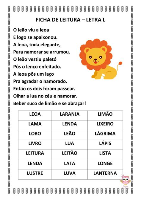 Atividades Fichas De Leitura - Fichas de leitura ~ Espaço Infantil