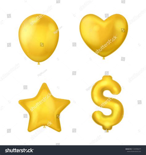 Realistic Detailed 3d Shiny Golden Balloons Stock Vector (Royalty Free ...