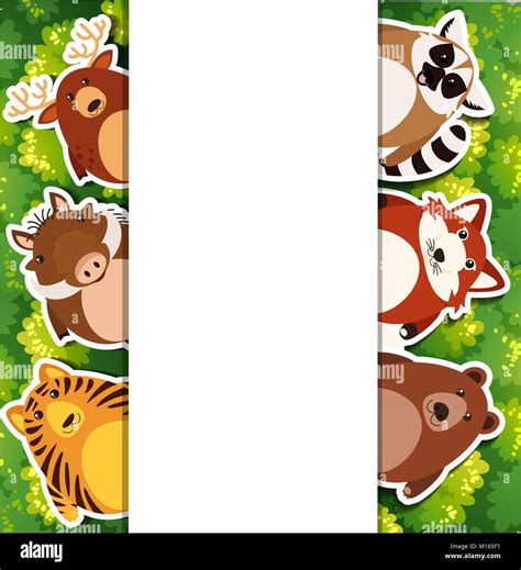 Banner template with cute animals illustration Stock Vector Image & Art ...