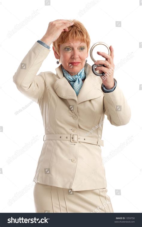Attractive Mature Woman Holding Mirror Stock Photo Shutterstock