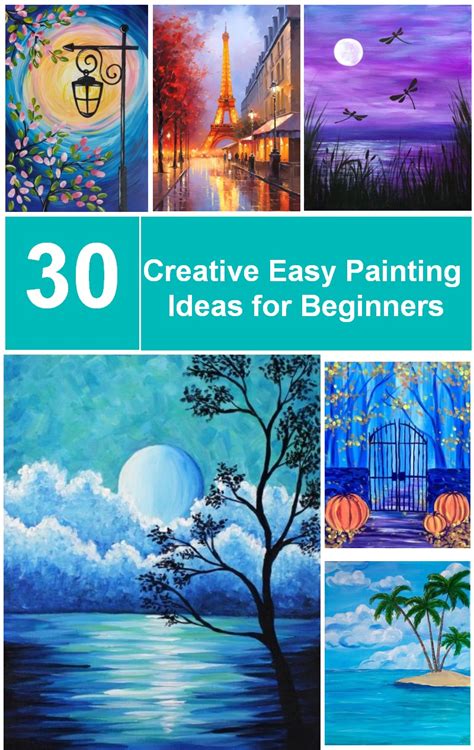 creative easy painting ideas  beginners simple landscape canvas