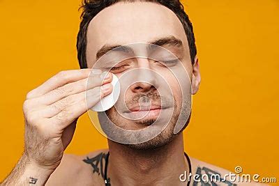 Close Up Of A Shirtless Smiling Mid Aged Brunette Man Stock Image CartoonDealer