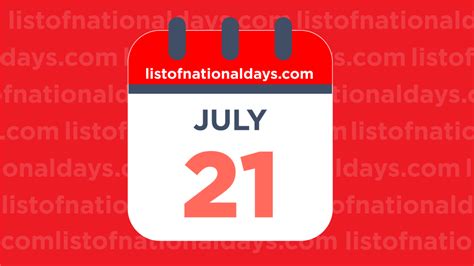 JULY-21 - List Of National Days