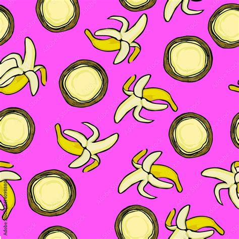 Vector Drawn Tropic Fruits Pattern Ripe Exotic Fruits Background