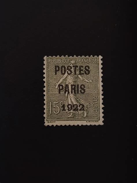 France 1922 1922 15c Seneuse Vert Olive Pre Cancelled Postes Paris