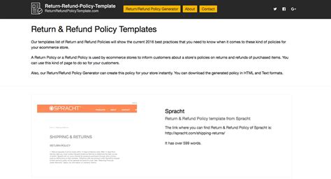 Return Refund Policy Template Generator