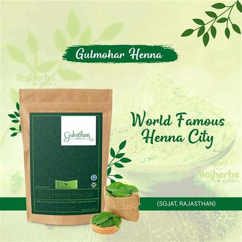 Gulmohar Organic Baq Mehandi Powder Triple Shifted Sojat Rajasthani