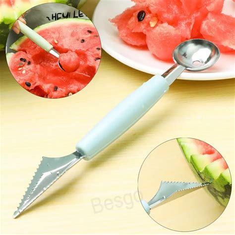 Stainless Steel Pitaya Vegetable Salad Spoons Double Head Fruit Carving