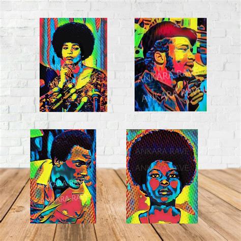 Black Panther Party Art Print Revolutionary Wall Art Angela - Etsy