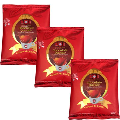 Kit 3 Chocolate Quente Cremoso em Pó 200g Suisse Chocolat no Shoptime