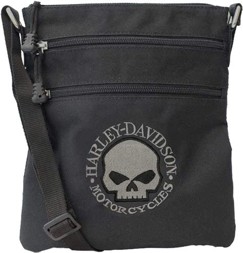 Harley Davidson Bolsa Cruzada Bordada Con Calavera Willie G Con Correa