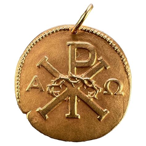 Italian Jesus Christ Dio Ti Protega Yellow Gold Pendant Medal Charm At