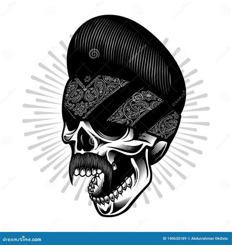 Skull Head With Bandana Stock Vector Illustration Of Cholo