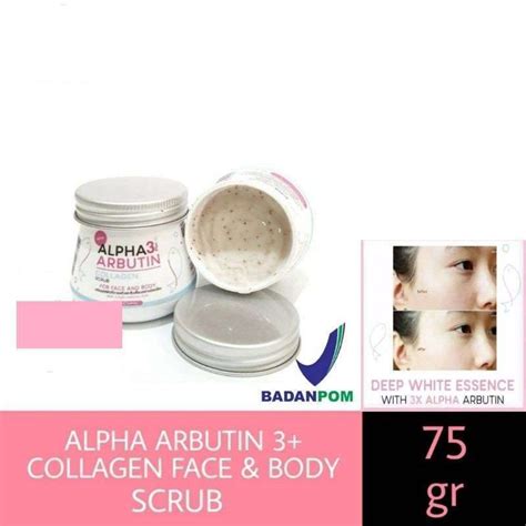 Jual Alpha Arbutin Plus Collagen Body Face Scrub Whitening Lulur Di