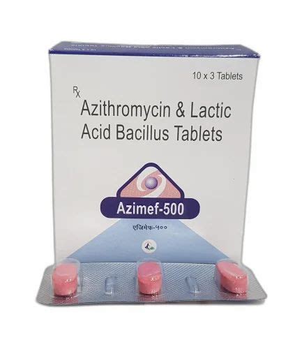 Azimef 500 Azithromycin 500mg Lactic Acid Bacillus Tablet At Rs 90