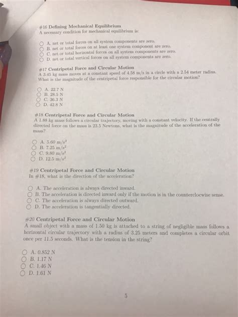 Solved #16 Defining Mechanical Equilibrium A necessary | Chegg.com