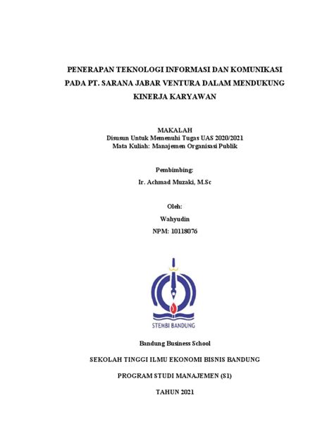 Makalah Penerapan Teknologi Informasi Dalam Membantu Kinerja Karyawan Pdf