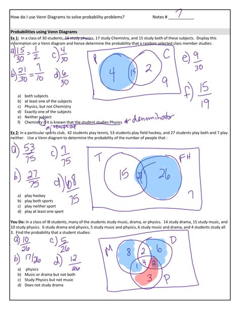 Probability Determining Probabilities Using Venn Diagrams