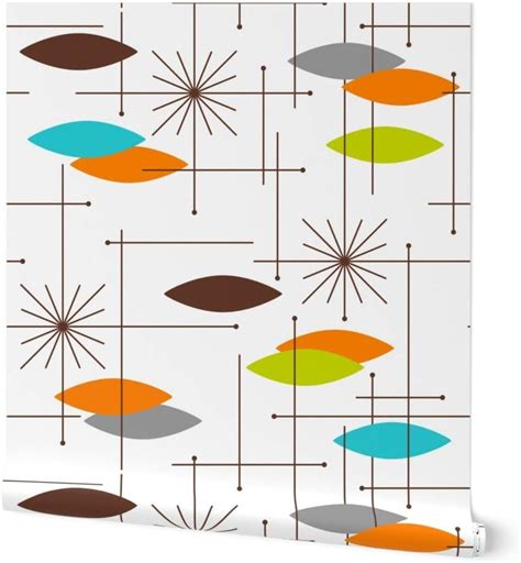 Spoonflower Peel Stick Wallpaper Swatch Mid Century Modern Orbs