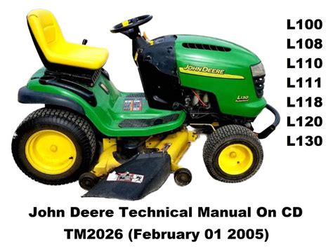 John Deere L100 L108 L110 L111 L118 L120 L130 Technical Manual Tm2026 Cd Ebay