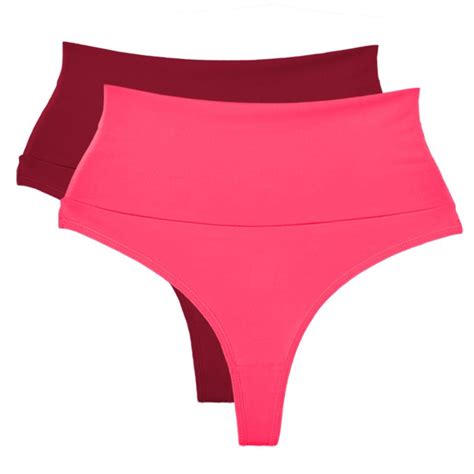 Calcinhas Modeladora Cós Alto Fio Dental Duplo kit Lingerie Cintura Alta Pink e Vinho Submarino