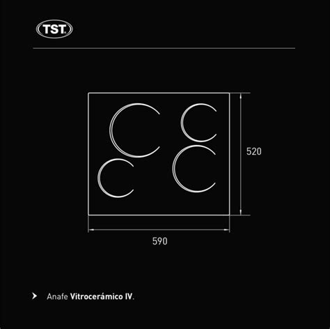 Anafe TST Vitrocerámico Eléctrico 4 Hornallas Punto Parrilla