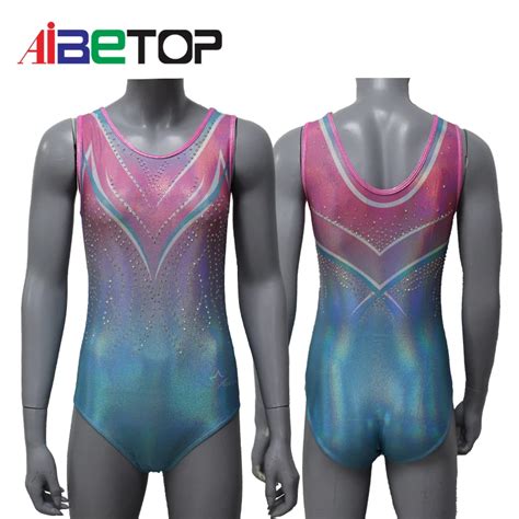 Girls Spandex Sexy Dance Leotards Custom Fancy Rhinestones Sleeveless