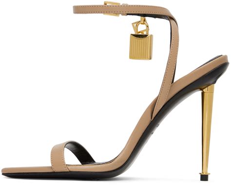 Tom Ford Beige Padlock Pointy Naked Heeled Sandals Tom Ford