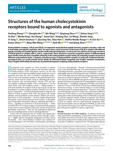 Structures of the human cholecystokinin receptors bound to agonists and ...