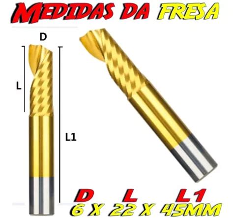 Fresa Cnc Topo 1 Corte Helicoidal 6x22x45mm Ponta Revestida