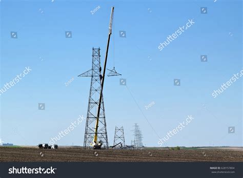 Construction High Voltage Power Lines Stock Photo 628157804 | Shutterstock