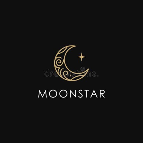 Elegant Crescent Moon And Star Logo Design Line Icon Vector In Luxury