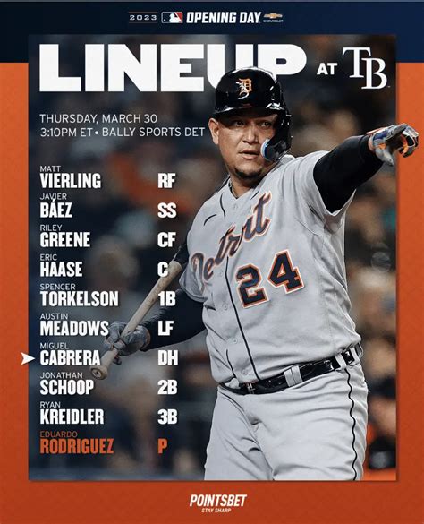 2023 Detroit Tigers Opening Day lineup features Miguel Cabrera ...