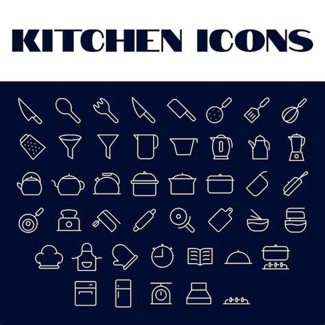 Premium Vector Kitchen Icons Set Kitchen Line Icons Set Vector