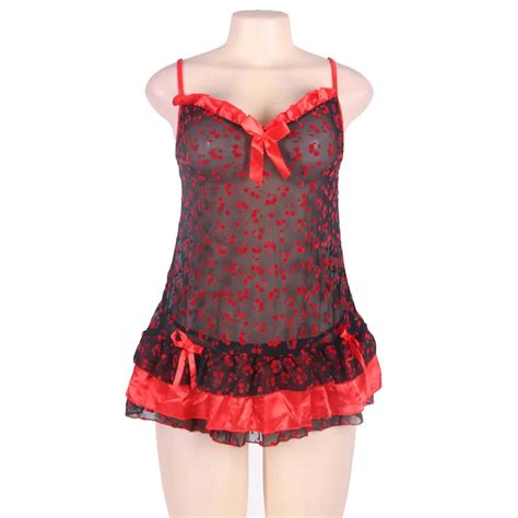 Топ Холтер точка печати красный лук сорочка Babydoll Ночное прозрачное ...