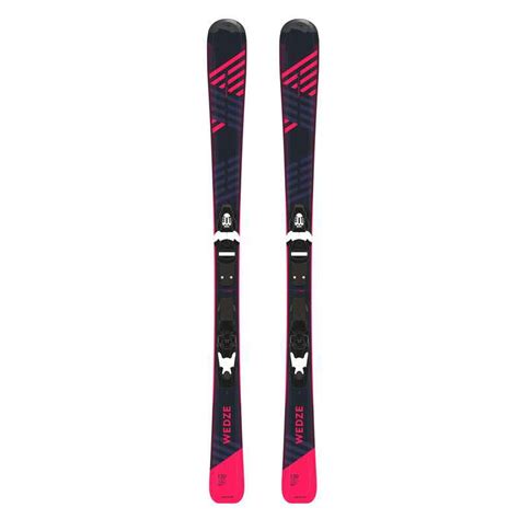 womens downhill skis  binding boost  bluepink decathlon