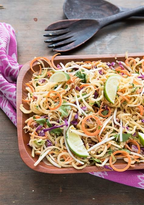 Pad Thai Salad With Spiralized Green Papaya And Spicy Peanut Dressing