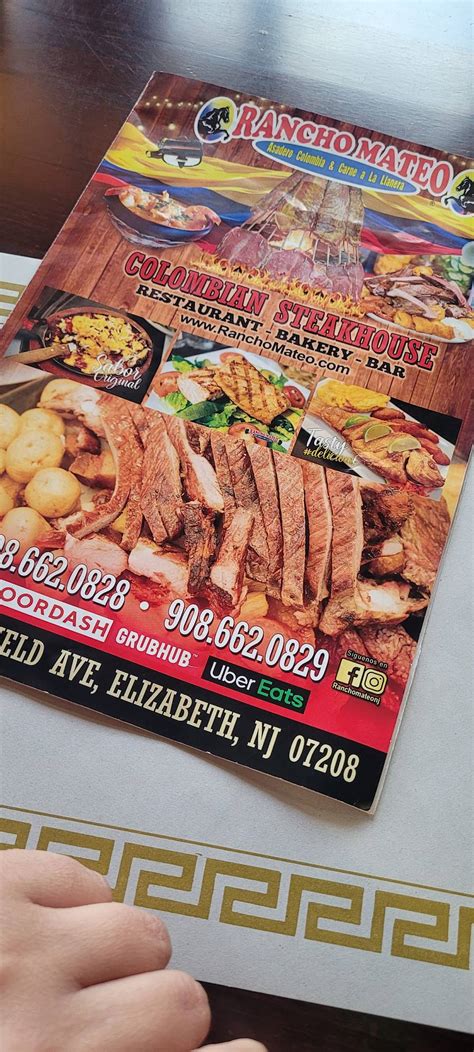 Menu At Rancho Mateo Colombian Steakhouse Elizabeth 248 Morris Ave