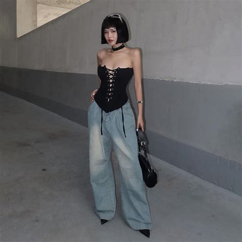 Sylcue Sexy Hot Girl Style Strap Hollow Solid Color Tube Top Women S Slim Fit Pure Desire Design Top