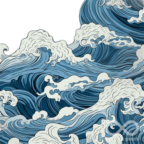 Seamless Waves Digital Art Pattern For Instant Download Wave Pattern