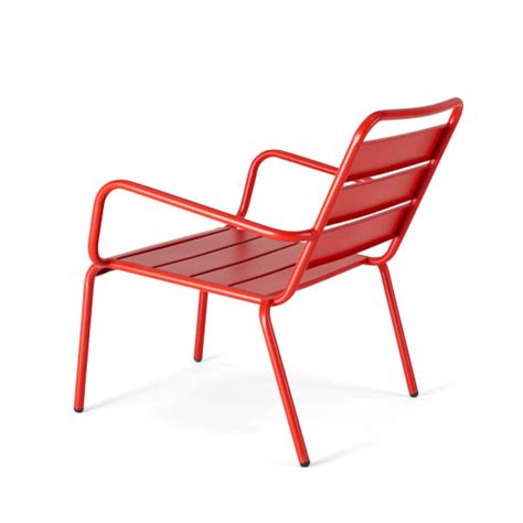 Fauteuil De Terrasse Bas Relax Acier Rouge Palavas Oviala Gamm Vert