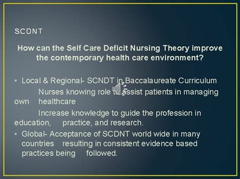 Dorothea Orems Self Care Deficit Nursing Theory Presented