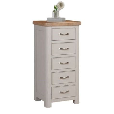 Clarion Oak And Grey Painted 5 Drawer Tall Chest By Choice Furniture