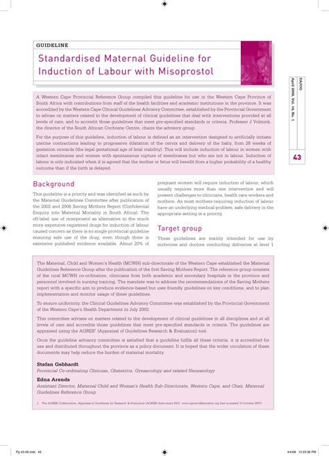 (PDF) Standardised Maternal Guideline for Induction of Labour with ...