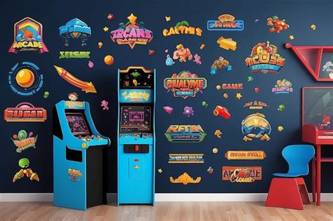 Retro Arcade Game Room Wall Decals | Premium AI-generated image