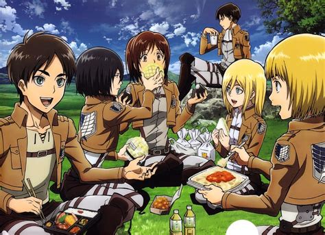 Anime Armin Arlert Eren Yeager Mikasa Ackerman Attack On Titan