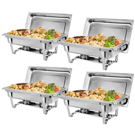 4 Pack Of 8 Quart Stainless Steel Chafer Full Size Chafer Chafing Dish