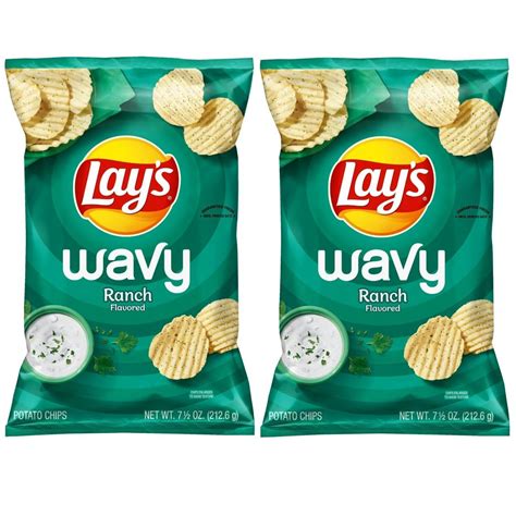 Lay S Wavy RANCH Flavored Potato Chips 7 75 Oz 2 Bags NA